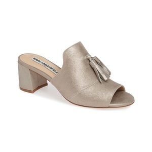 Karl Lagerfeld Hettie Gold Shimmer Mule Sandals